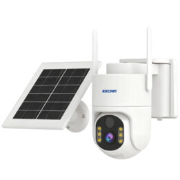 ESCAM QFS71 4G LTE with 3 MP colour night vision, PIR alarm, PTZ and two-way audio - Security camera with solar panel