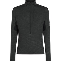 Felpa con cappuccio Icebreaker Merino 200 Realfleece Descender LS con mezza zip - Nero/Blu navy/Nero/Blu navy
