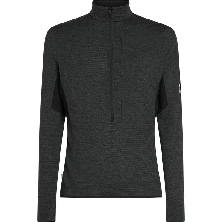 Bluza bez kaptura Icebreaker Merino 200 Realfleece Descender LS Half Zip - jet hthr/black/cb rozmiar: m