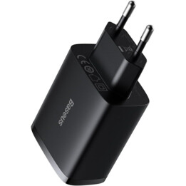 Baseus Travel Charger u+u+u Compact Wall Charger, 17W EU Black (ccxj020101)