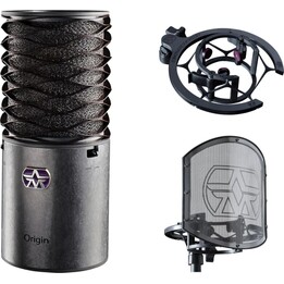 Aston Micro. Origin condenser microphone + stand + pop filter