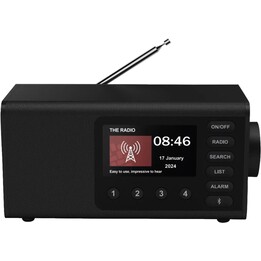 Hama DR1001 FM/DAB+ BT Digital Radio with Speaker, 4.3" Display, 5W Alarm Clock, Black