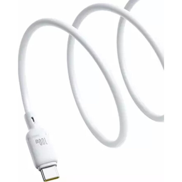 Baseus Silky USB cable, 2xUSB type-C, 100 cm, 100 W, white, silicone