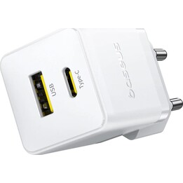 Cargador de Red Baseus Palm, 30W, 3A, 1 x USB-A - 1 x USB-C, Blanco P1011160A213-00