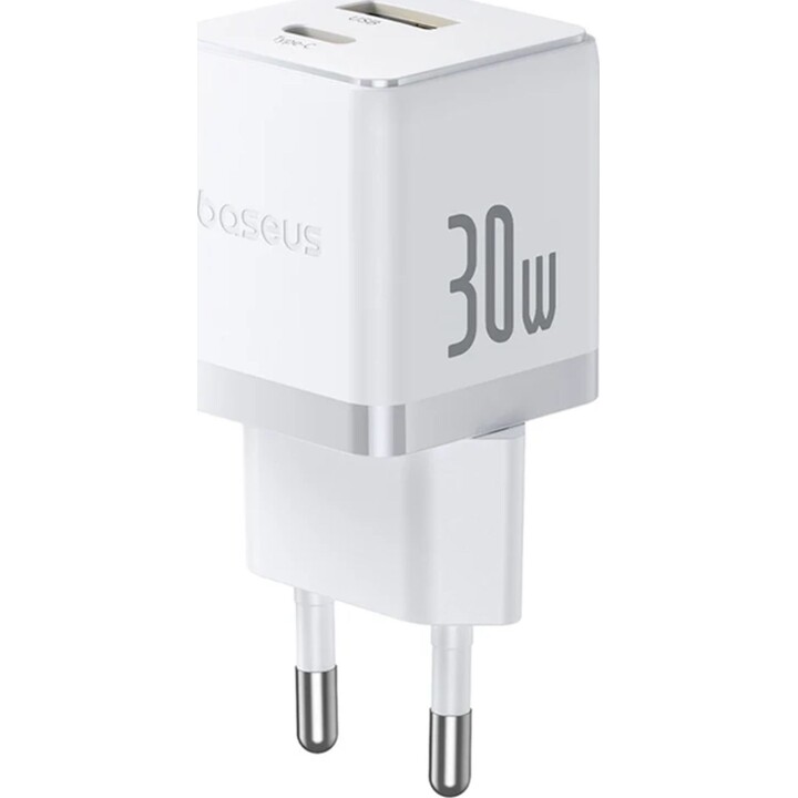 Chargeur réseau Baseus Palm, 30W, 3A, 1 x USB-A - 1 x USB-C, blanc P1011160A213-00