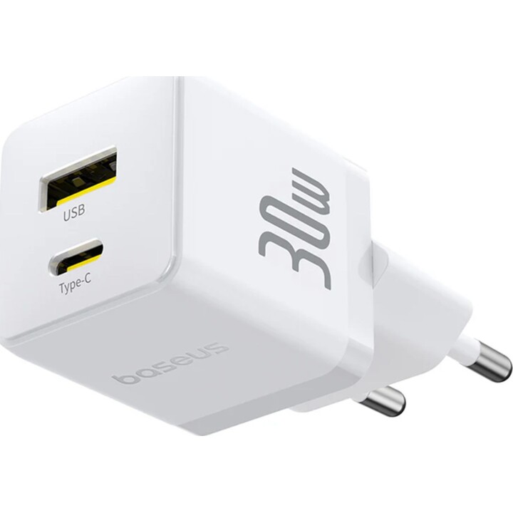 Chargeur réseau Baseus Palm, 30W, 3A, 1 x USB-A - 1 x USB-C, blanc P1011160A213-00