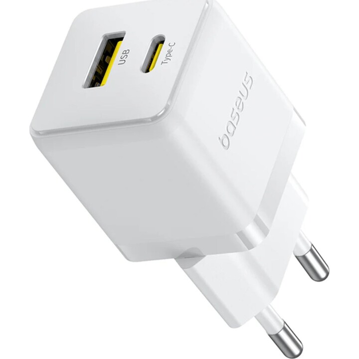 Chargeur réseau Baseus Palm, 30W, 3A, 1 x USB-A - 1 x USB-C, blanc P1011160A213-00