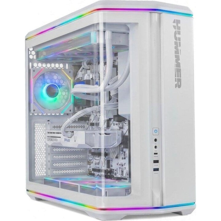 Caixa ATX Mid-Tower para PC Nox Hummer Anvil com vidro temperado curvo, ARGB branco