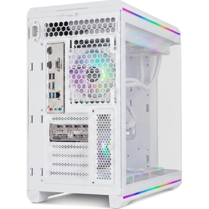 Nox Hummer Anvil ATX Mid-Tower PC Case with Curved Tempered Glass, White ARGB