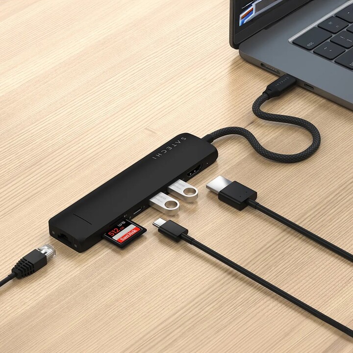 Hub de interface USB Tipo C Satechi ST-P7SK 10000 Mbit/s Preto