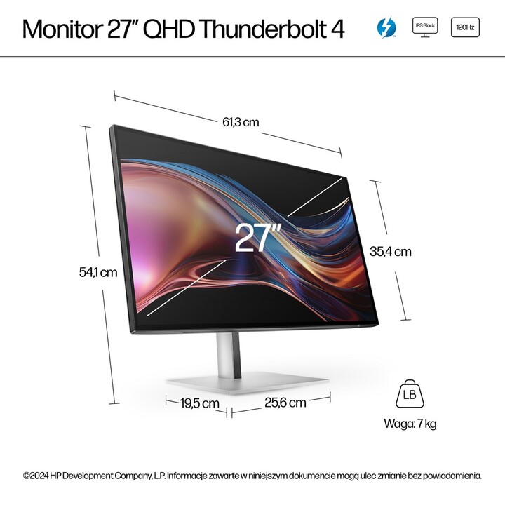Monitor HP HD Quad Thunderbolt 4 Pro da 27 pollici Serie 7: 727pu