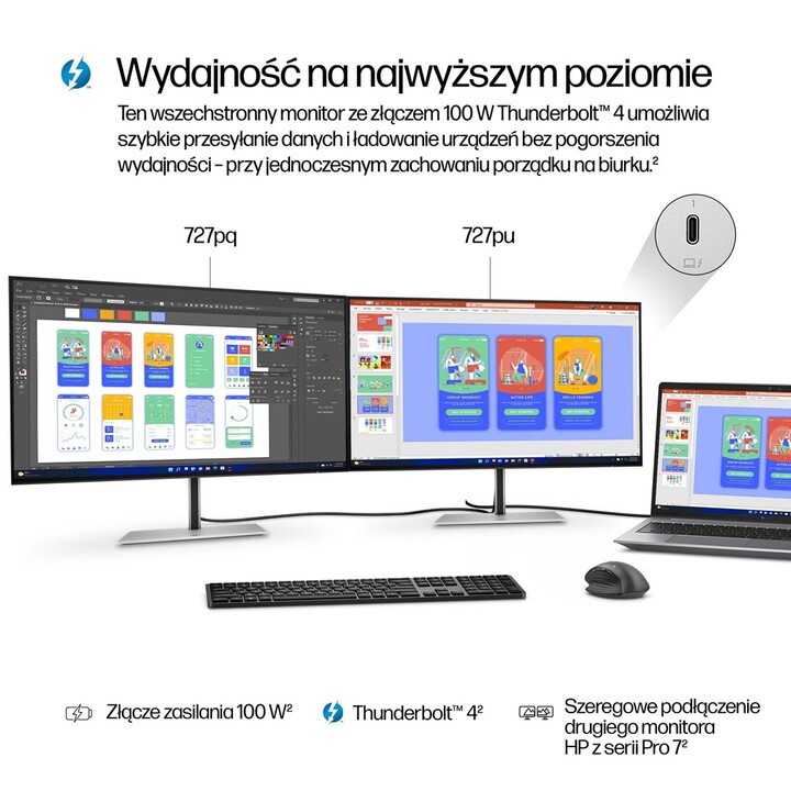 Monitor HP HD Quad Thunderbolt 4 Pro da 27 pollici Serie 7: 727pu