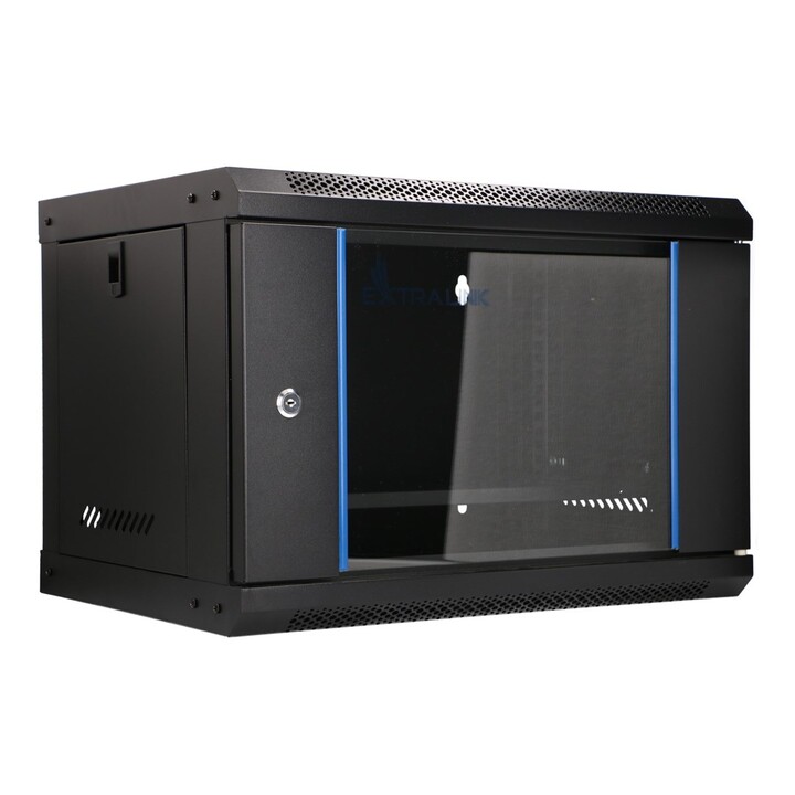 Extralink LITE 6U 530X400 ARMARIO RACK DE PARED NEGRO Estante montado en suelo/pared/independiente Negro