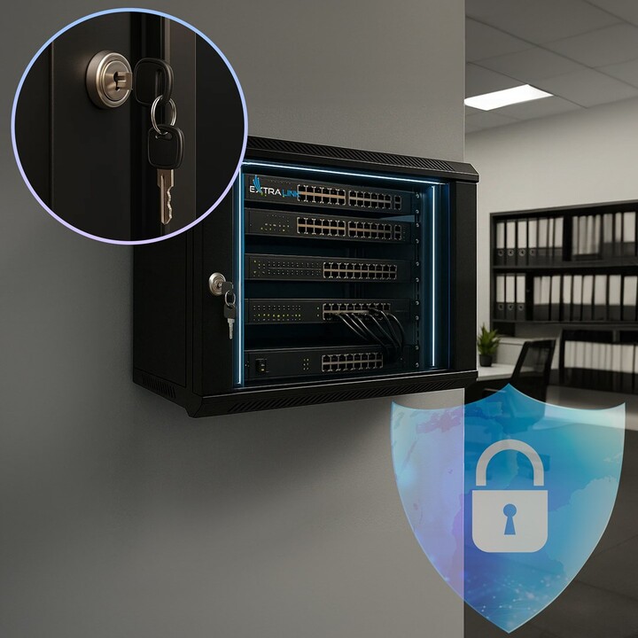 Extralink LITE 6U 530X400 ARMARIO RACK DE PARED NEGRO Estante montado en suelo/pared/independiente Negro