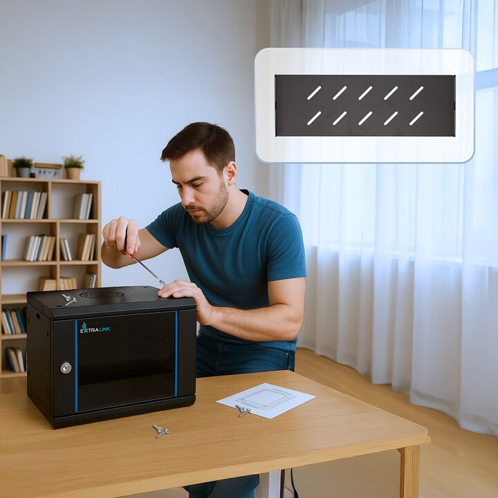 Extralink LITE 6U 530X400 ARMARIO RACK DE PARED NEGRO Estante montado en suelo/pared/independiente Negro