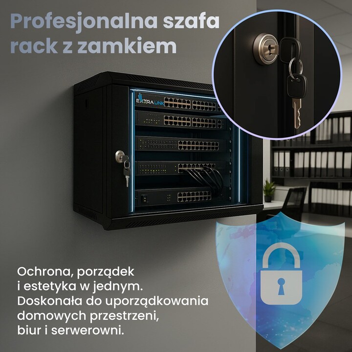Extralink LITE 6U 530X400 ARMARIO RACK DE PARED NEGRO Estante montado en suelo/pared/independiente Negro