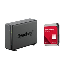 Server NAS Synology DiskStation DS124 a 1 alloggiamento (case vuoto) + 1 disco rigido WD Red SATA da 3,5" da 4 TB