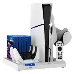 iPega P5S028 All-in-One Charging Stand with Cooling for PS5/PS5 Slim/PS5 Pro White