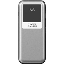 Power bank Leotec LEPOW35W10S da 10000 mAh / 35 W / Argento e grigio / Include cavi USB Type-C e Lightning