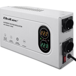 Estabilizador automático de voltaje Qoltec AVR 2000VA | 1200W | Compacto | Transformador toroidal