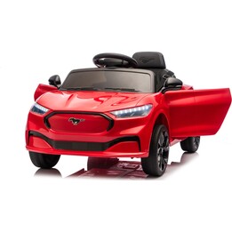 Red 24V Ford Mustang Mach-E electric car.
