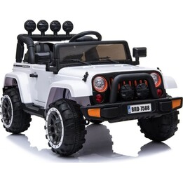 Jeep BRD-7588 with LED lights, MP3 remote control and battery, white color, 4x4 drive.