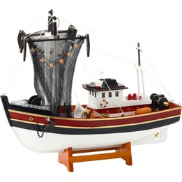 BARCO 22585 barco de pesca decorativo coleccionable con red, 38x31 cm