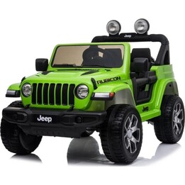 Jeep Rubicon sur batterie, lumières LED, MP3, télécommande, 4x4, vert