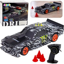 Sportauto zum Driften Ferngesteuert RC Schwarz Pylonen 15 km/h 1:43