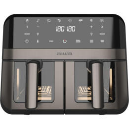 Aiwa Futago AFR-9000 Heißluftfritteuse 9 L (2×4,5 L), 2400 W, digitale Steuerung, 8 Programme, Garen in zwei Zonen