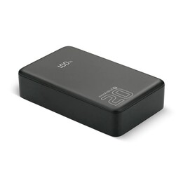 Bateria externa de 20.000 mAh, 1 porta USB, 2 portas USB-C, 20 W, QC4+, tela LCD, cor preta.