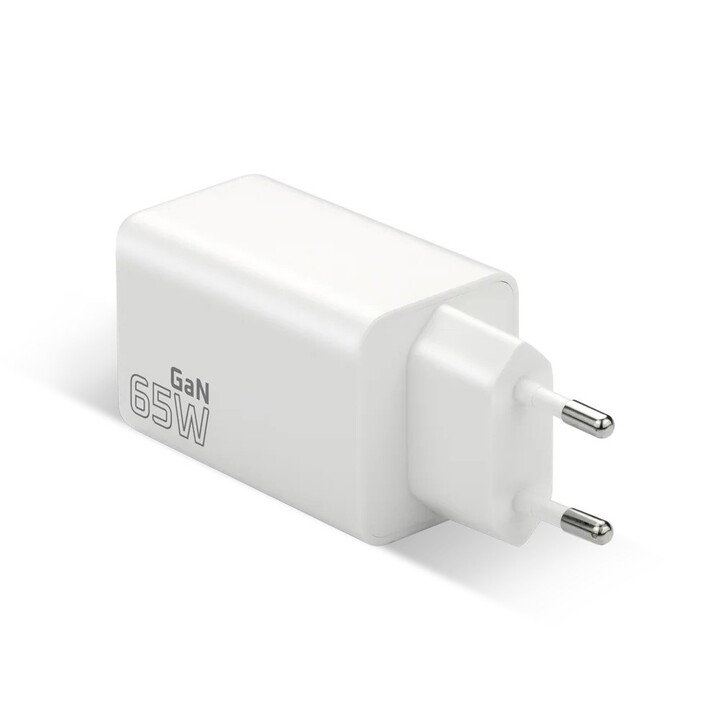 Cargador GaN 1 x USB, 2 x USB-C Carga rápida 4+ 65W blanco