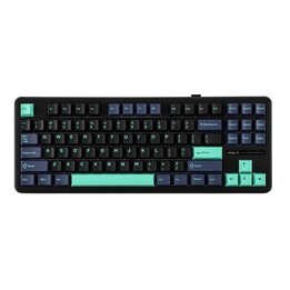Teclado AULA Gasket F87 Pro Preto Ciano Azul GrayWoodV4 RGB