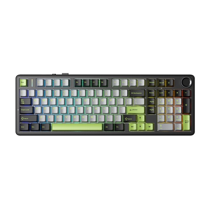 Clavier à joints F99 Pro Noir+Gris+Vert, commutateurs GrayWood, RGB, AULA