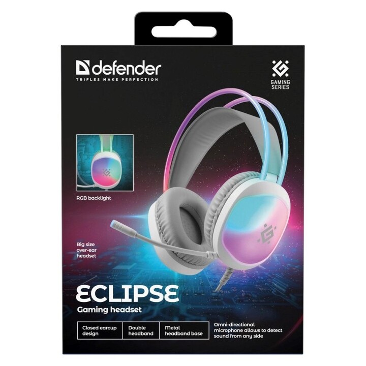 Fones de ouvido Defender Eclipse RGB brancos