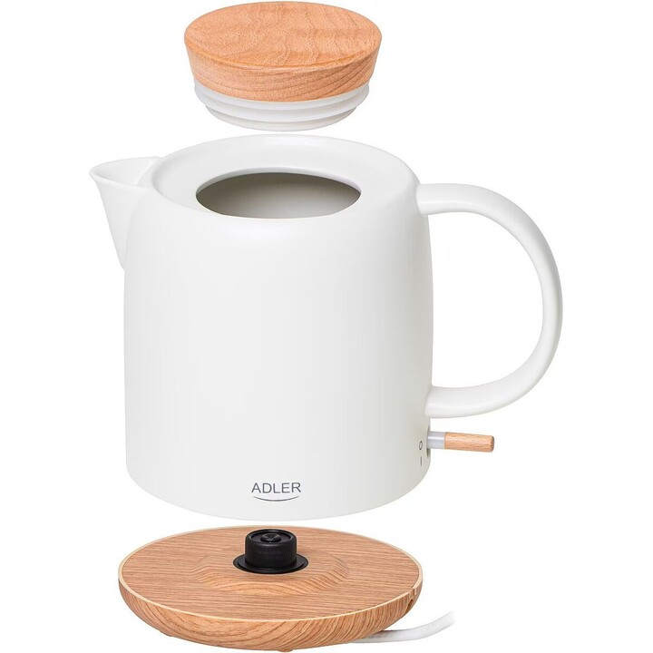 Adler Electric Kettle | AD 1304 | Electric | 1200W | 1L | Ceramic | 360° rotational base | White