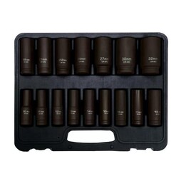 ADLER Long Impact Sockets, 16 Pieces, 1/2" (10-32 mm)