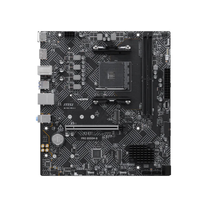 Placa Msi Pro B550m-b,amd,am4,b550,2ddr4,64gb,hdmi+dp,gblan,4sata3+2m.2,7usb3.2,matx