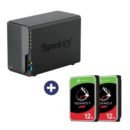Boîtier serveur NAS Synology DiskStation DS224+ à 2 baies (DS224+) + 24 To (2 x 12 To) disques durs SATA Seagate IronWolf®