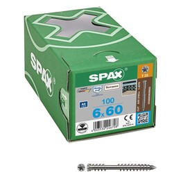 Tornillos para terrazas SPAX® T25 A4 6x60, 100 unidades.