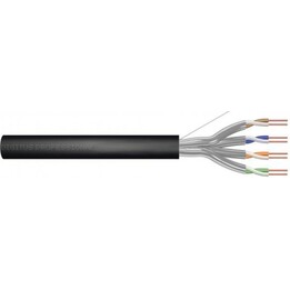 DIGITUS Cable de instalación de gel para exteriores Cat.6A U/FTP Fca AWG23 Solid PE 500m Negro