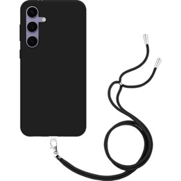 Capa Just in Case com cordão de pescoço - Samsung Galaxy S24 Plus - Capa protetora em TPU macio com colar - Preto