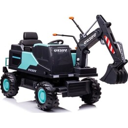 LEAN Cars Volvo DK-VE888 Escavatore a batteria - Giocattolo elettrico cavalcabile per bambini, motori 2x35W, doppia batteria 12V