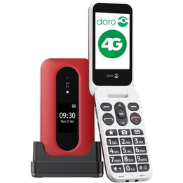 Doro Leva L30 4G, External Display, HD Audio Quality, Camera, SOS Button with GPS, Including Charging Station, Red