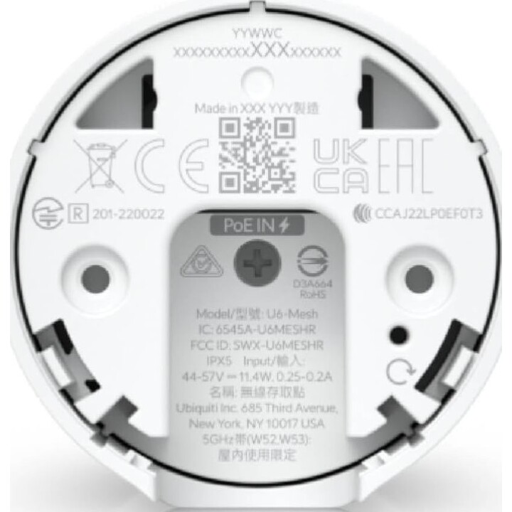 Ponto de acesso Ubiquiti U6-mesh, Unifi 6, Wi-Fi 6, MU-MIMO, 1x RJ45 1000 Mb/s