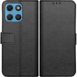 Just in Case Capa clássica para carteira - Motorola Moto G17 / G17 Power - Capa para livro em pele sintética - Preto