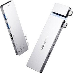 Docking USB Type-C Vention THZH0/ 1xHDMI 4K/ 2xUSB/ 2xUSB Type-C/ 1xThunderBolt/ 1xUSB Type-C PD/ Gray