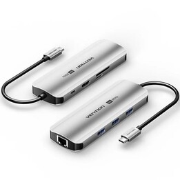 Station d'accueil USB Type-C Vention TQKHB / 1 x HDMI 4K / 3 x USB / 1 x USB Type-C PD / 1 x RJ45 / 1 x lecteur de cartes / 
