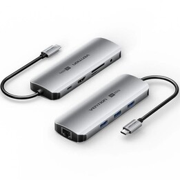 Vention TQLHB USB Typ-C Dockingstation / 1x HDMI 4K / 3x USB / 1x USB Typ-C PD / 1x RJ45 / 1x 3,5-mm-Klinkenanschluss / 1x Karte
