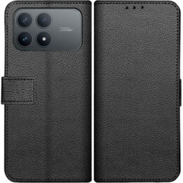 Just in Case Capa clássica para carteira - Xiaomi Poco F8 Pro - Capa para livro em pele sintética - Preto